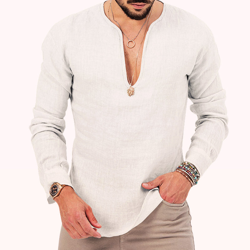 Skjortebluse Dame V-udskæring Luftig Design Til Sommerudflugter 1