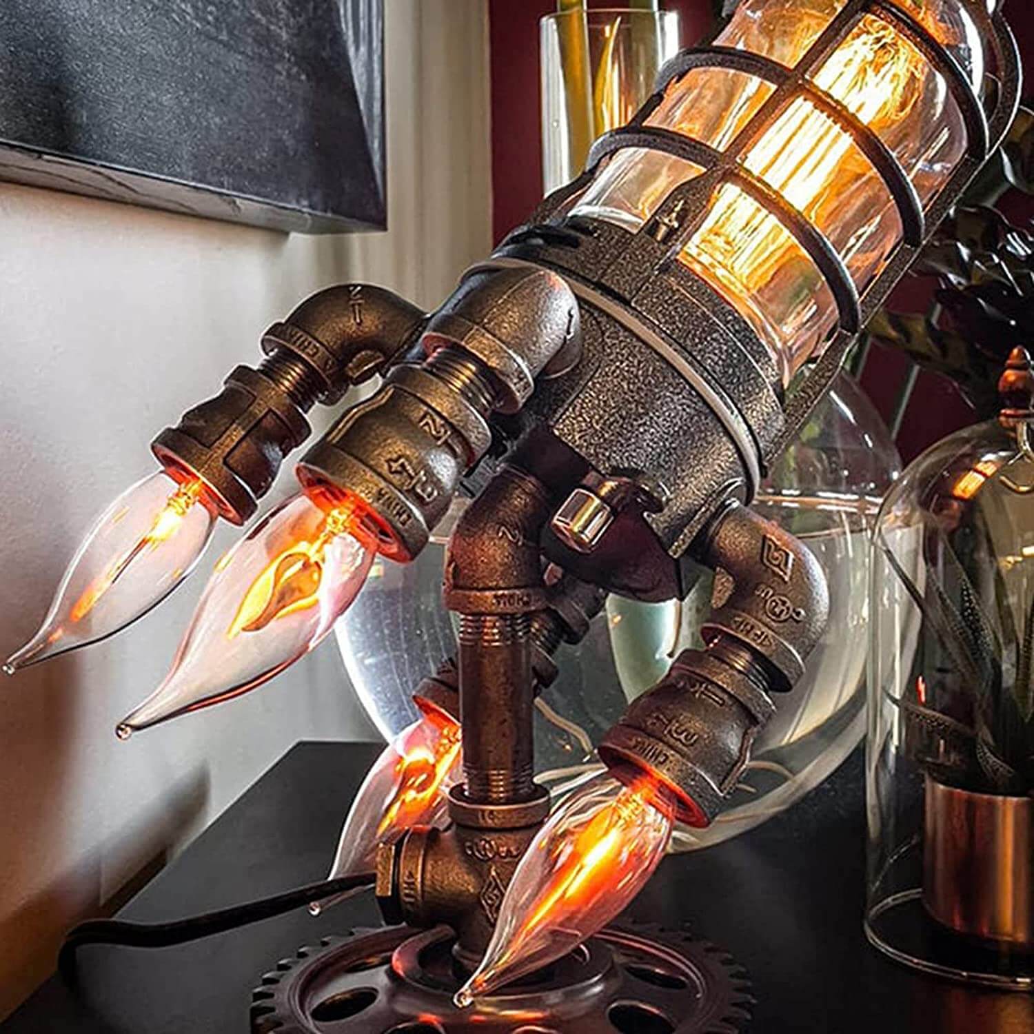 Steampunk Raket Lampe