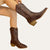Støvler Dame Cowboy Læder Brun Med Gummisål 2