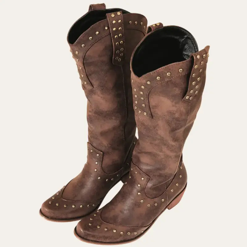 Støvler Dame Cowboy i Brun Vegansk Imitationslæder Western Stil 1