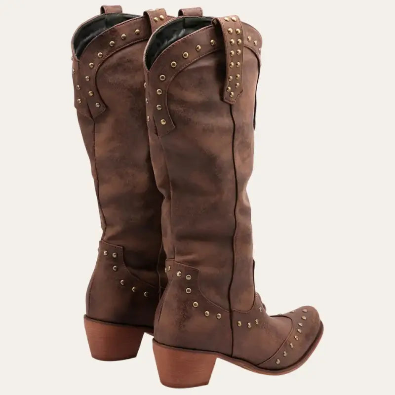 Støvler Dame Cowboy i Brun Vegansk Imitationslæder Western Stil 2
