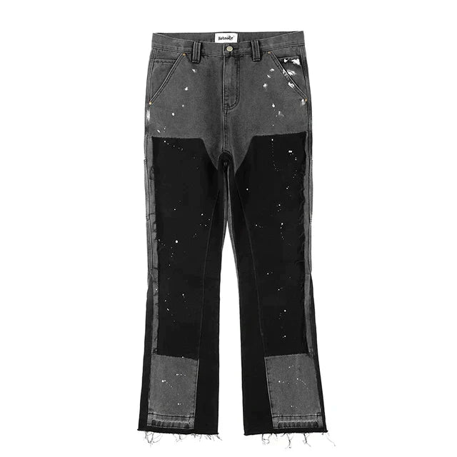 Herre Blussede Jeans Streetwear Denim med Patchwork Design 1