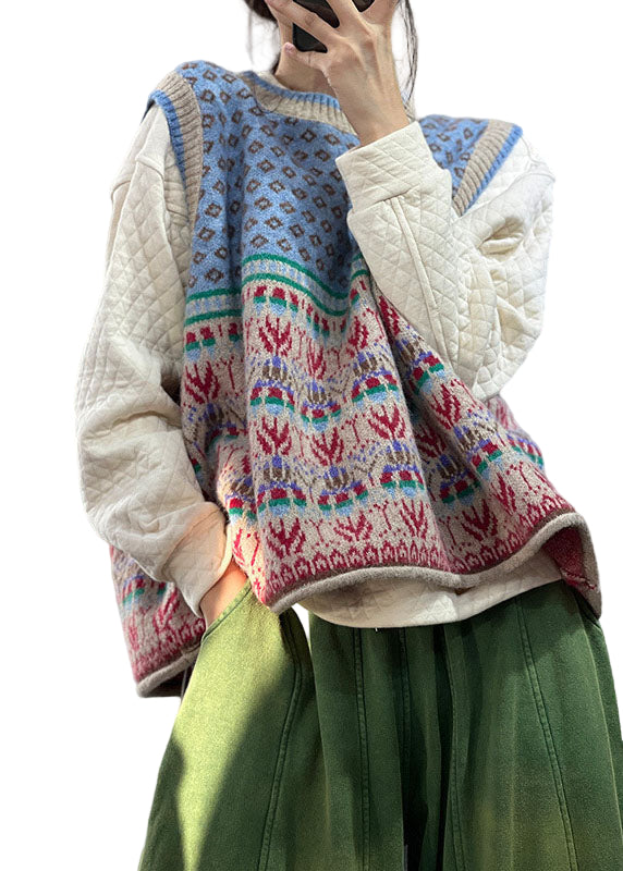 Strikket Vest Dame Oversized Med Print 0