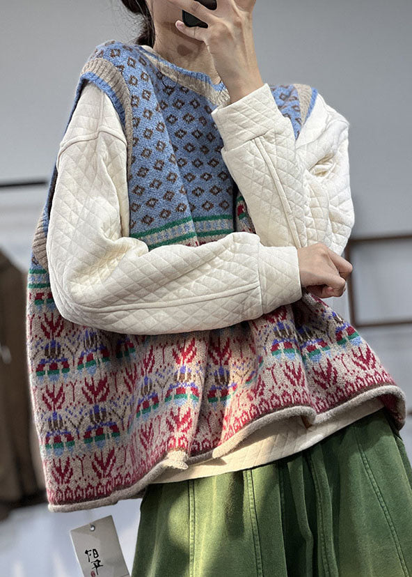 Strikket Vest Dame Oversized Med Print 2