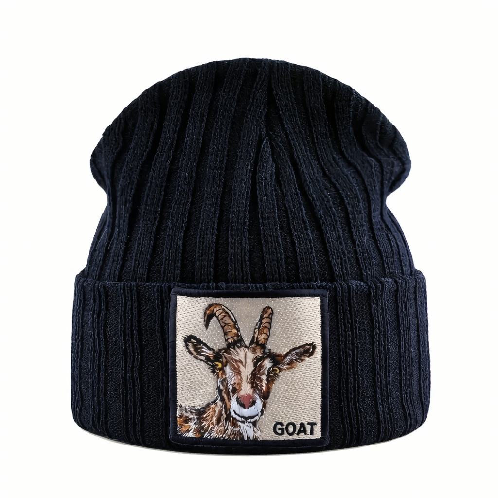 Unisex Beanie med Ribbede Stingmønster og Broderede Detaljer 0