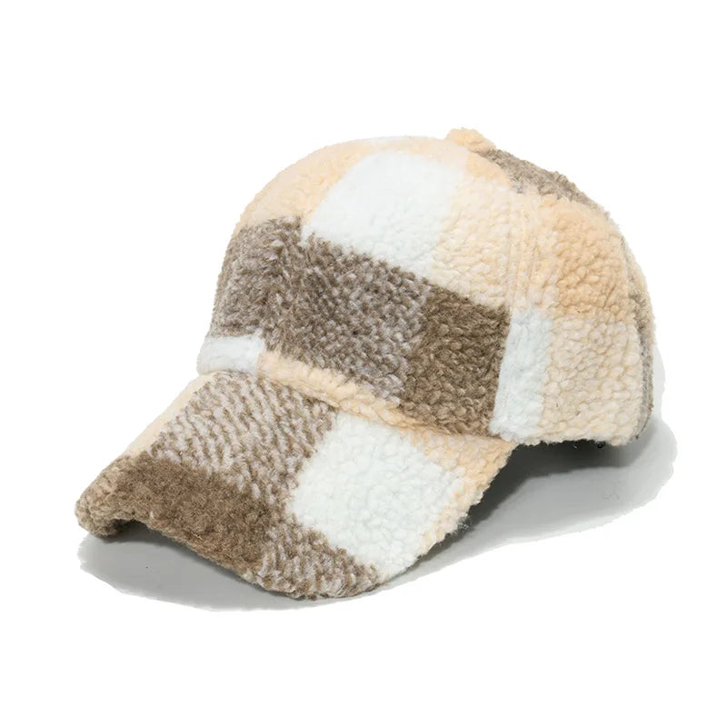Unisex Sherpa Kasket med Plaid Mønster 3