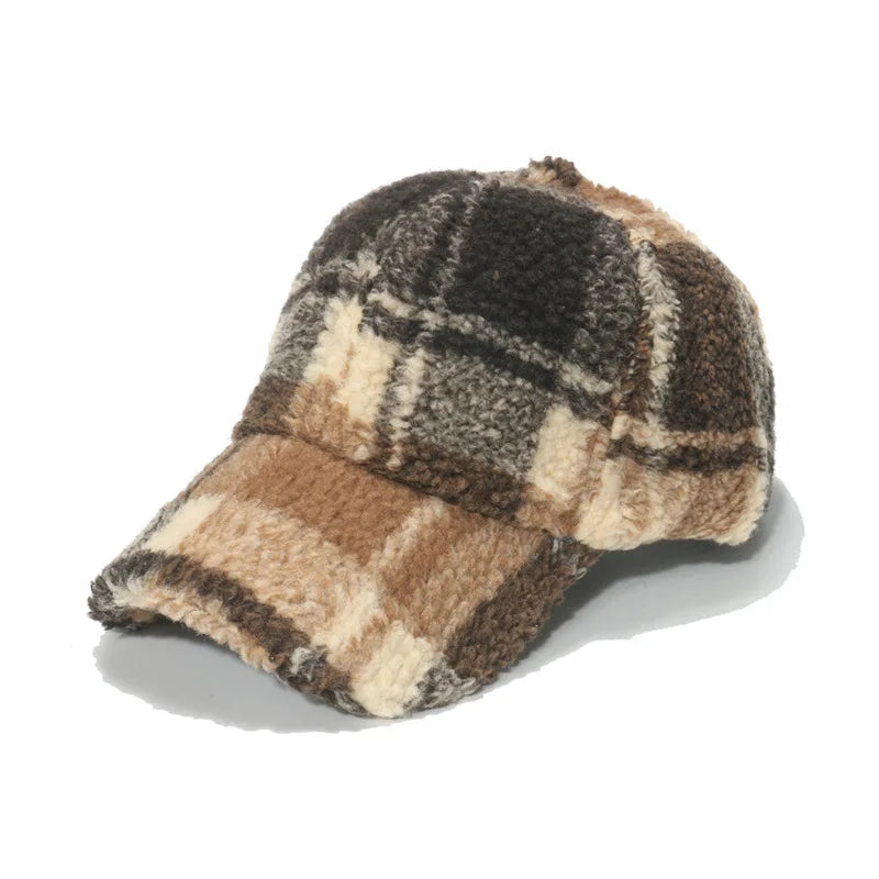 Unisex Sherpa Kasket med Plaid Mønster 5