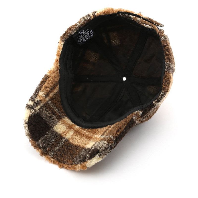 Unisex Sherpa Kasket med Plaid Mønster 6