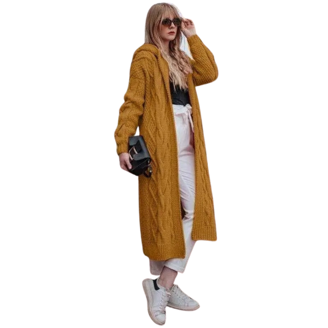 Twist strikket hættecardigan til kvinder