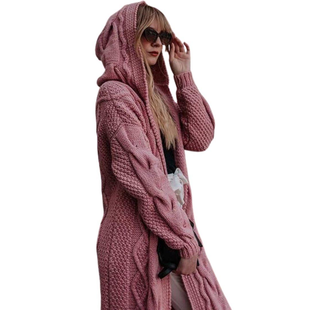 Twist strikket hættecardigan til kvinder