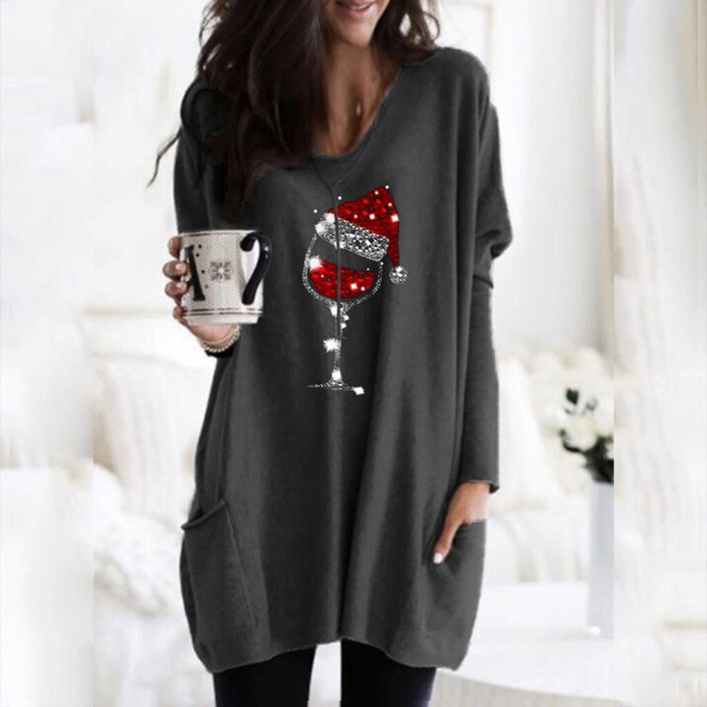 Vin og julemandshue Casual kvinde Pullover