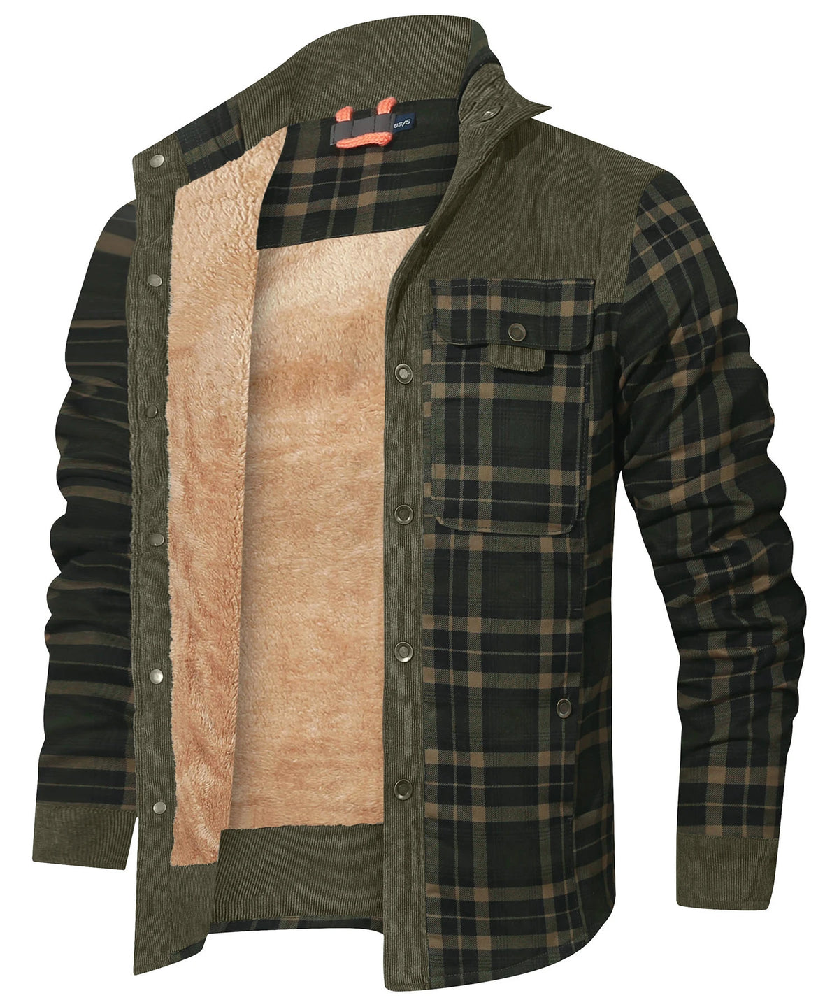 Vinterjakke Herre Plaid Sherpa Foderet Flannel 12