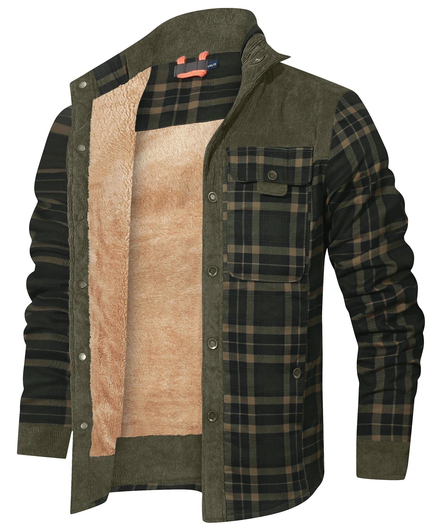 Vinterjakke Herre Plaid Sherpa Foderet Flannel 12