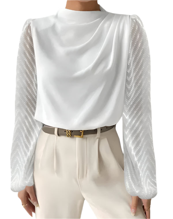 Variant image for Kvinders Bluse Elegant Rund Hals Let Stof-1