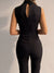 Dame Jumpsuit Mouwløs V-hals Med Sløjfe Polyester Elegant Design-3