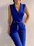 Dame Jumpsuit Mouwløs V-hals Med Sløjfe Polyester Elegant Design-5