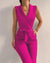 Dame Jumpsuit Mouwløs V-hals Med Sløjfe Polyester Elegant Design-4