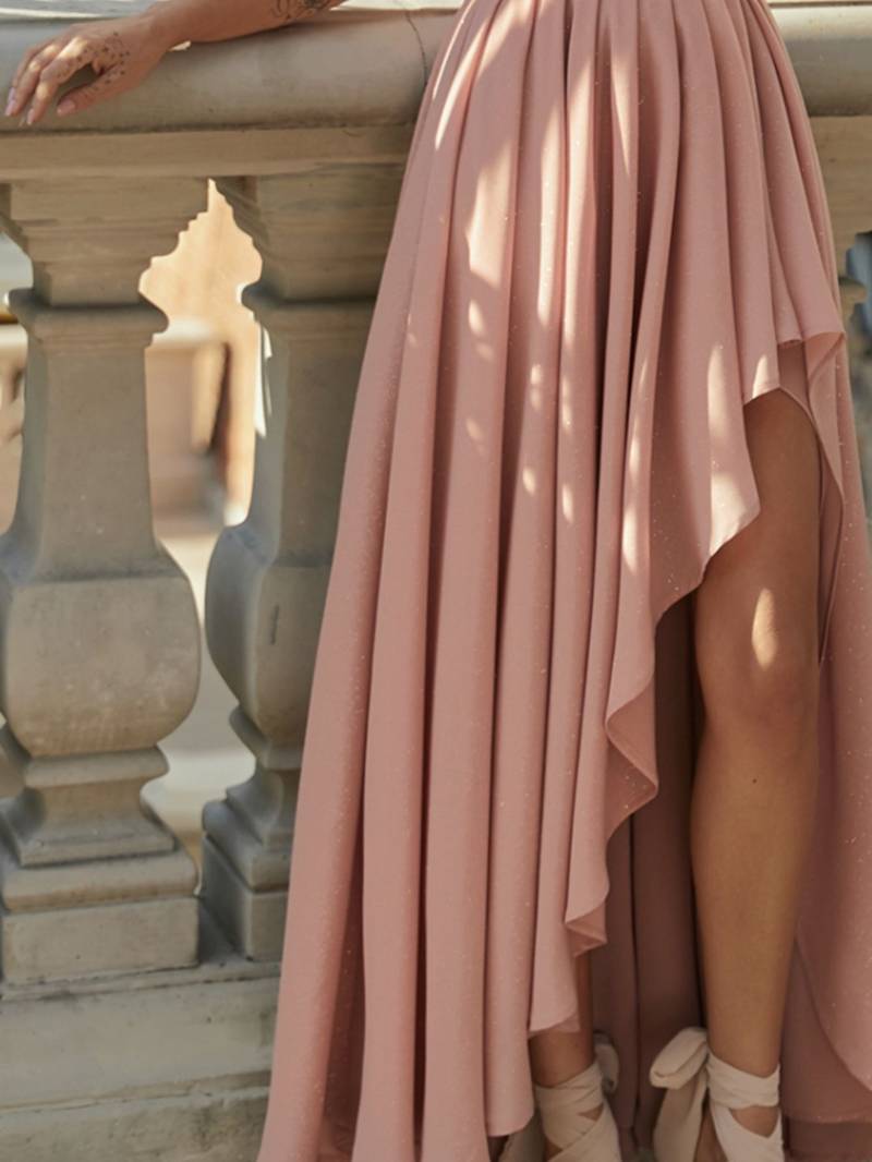 Kvinder Chiffon Kjole Med Én Skulder Elegant Stil-2