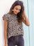 Kvinders Bluse Luipaardmønster Ruches 100% Polyester-4