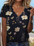 Variant image for Kvinders Bluse Løs Pasform Blomsterprint 100% Bomuld-9