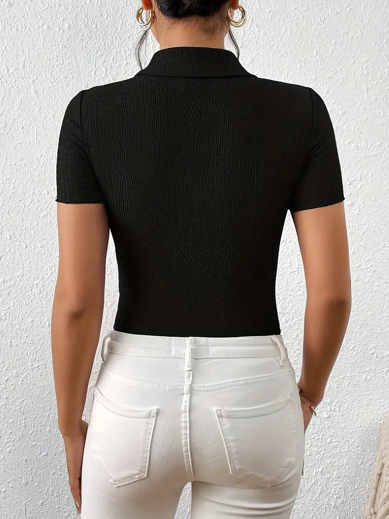 Kvinders Kortærmet Bluse Casual Let Stof-2