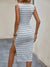 Kvinders Kjole Stribet Polyester Med Delte Zoom Detaljer-2
