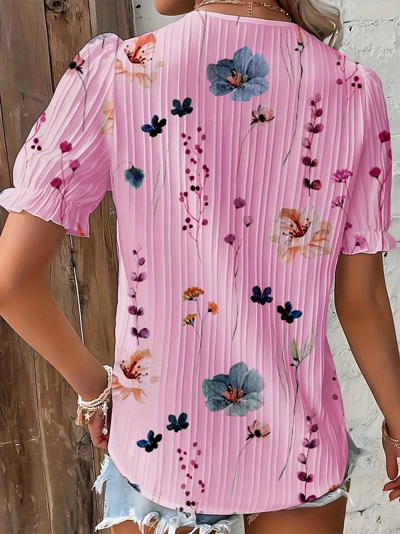 Skjortebluse Dame V-hals Let Materiale Afslappet Pasform-2