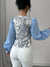 Skjortebluse Dame V-hals Lanterneærmer 100% Polyester Blomsterprint-6