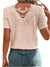 Kvinders T-shirt Rund Hals Kontrasterende Design 100% Bomuld-1