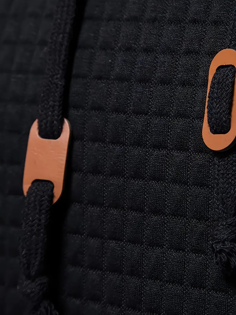 Hættetrøjer Mænd Wafelmønster Blød Materiale Moderne Stil-3