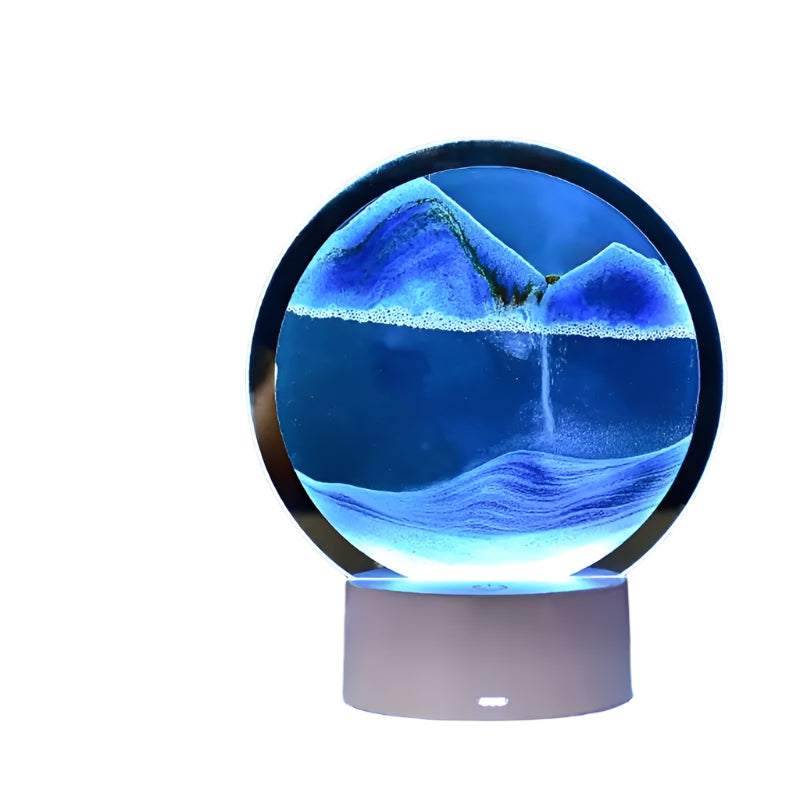 Bordlampe Hvid 3D Sandanimation Glas Kunstnerisk Design-1