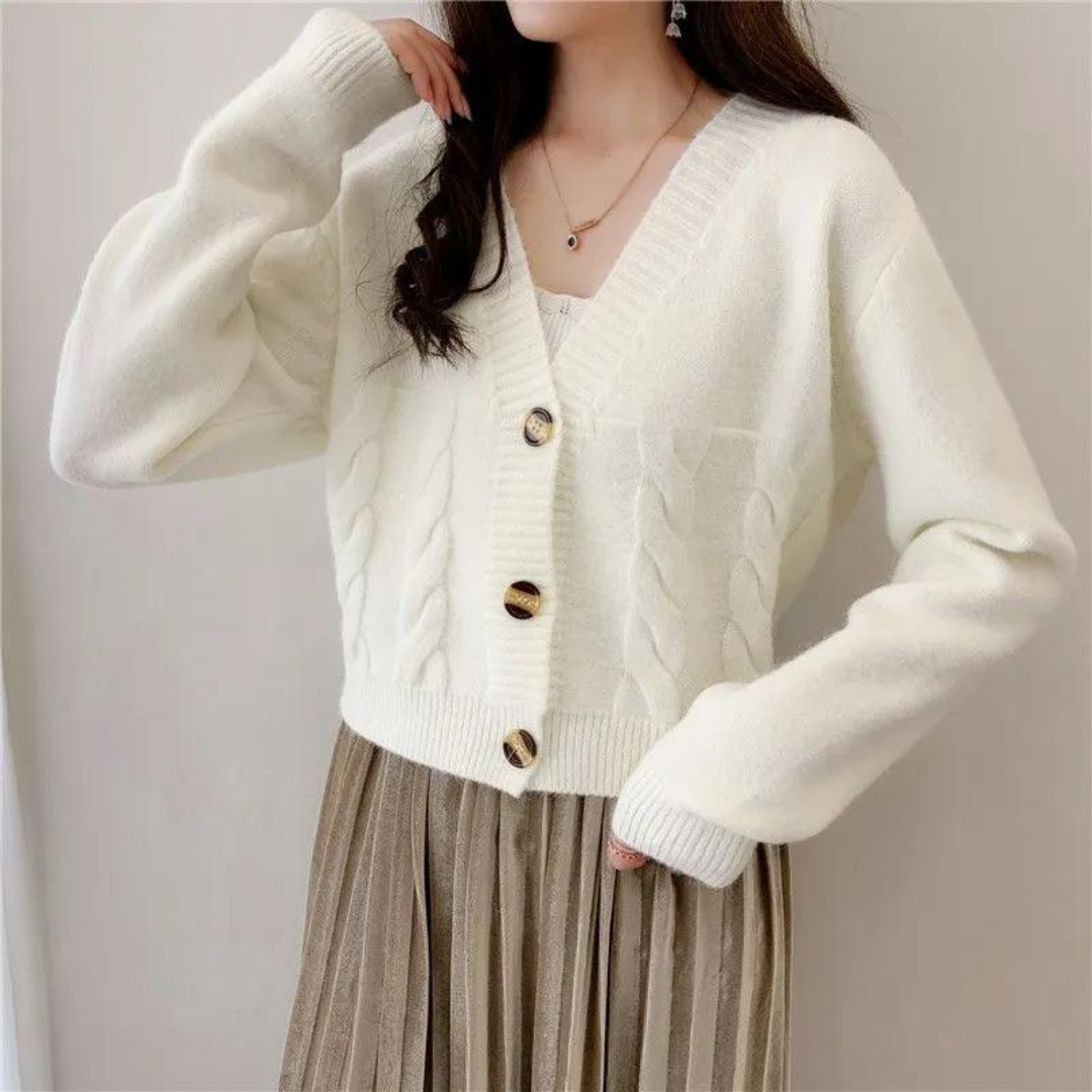 Kabelstrikket cardigan til kvinder