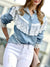 Dame Skjorte Denim Med Kantelementer Komfortabel Pasform-2