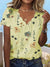 Variant image for Kvinders Bluse Løs Pasform Blomsterprint 100% Bomuld-23
