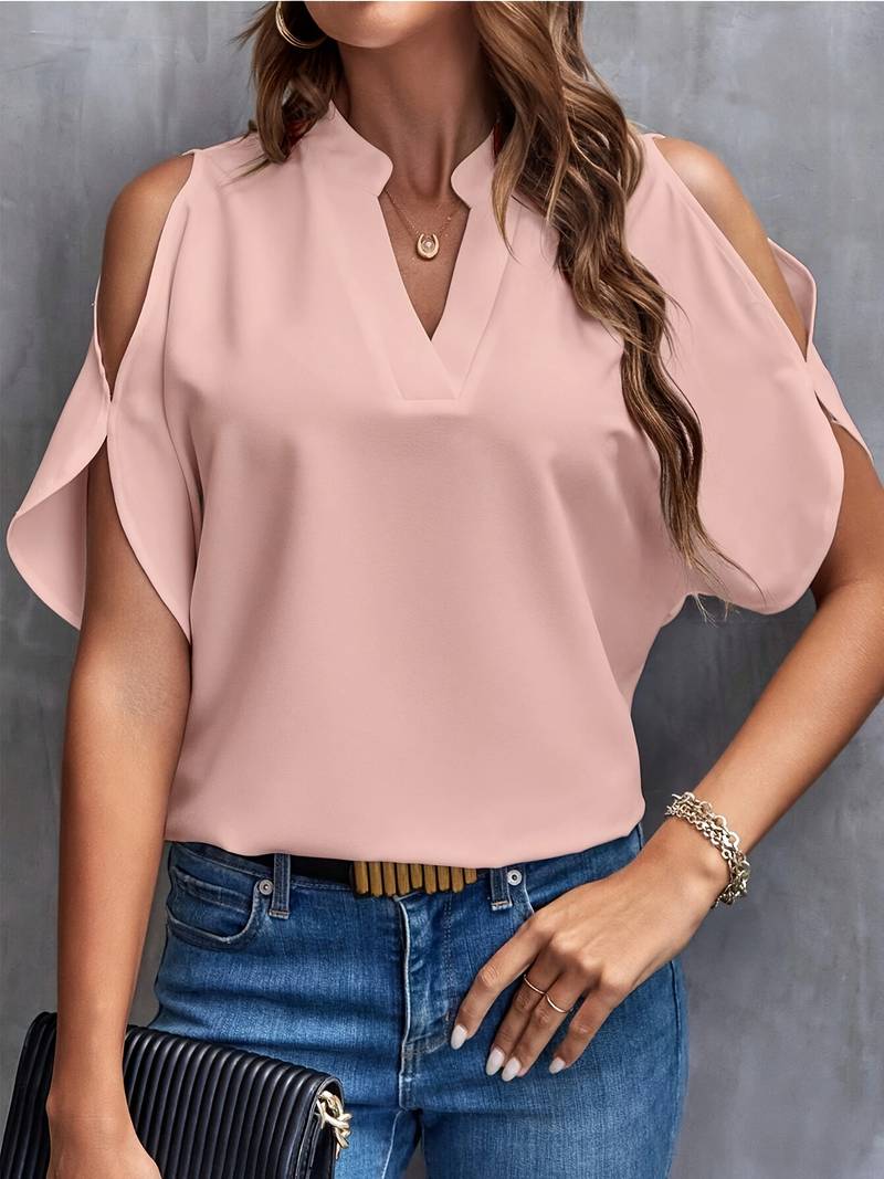Dame Skulderfri Bluse Lette Stof Elegant-4