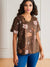 Variant image for Kvinders Bluse Løs Pasform Blomsterprint 100% Bomuld-43