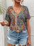 Skjortebluse Dame V-Hals Paisley Print Let Vævet Stof-3