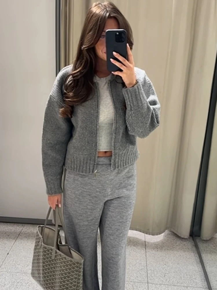 Langærmet sweater med lynlås til kvinder