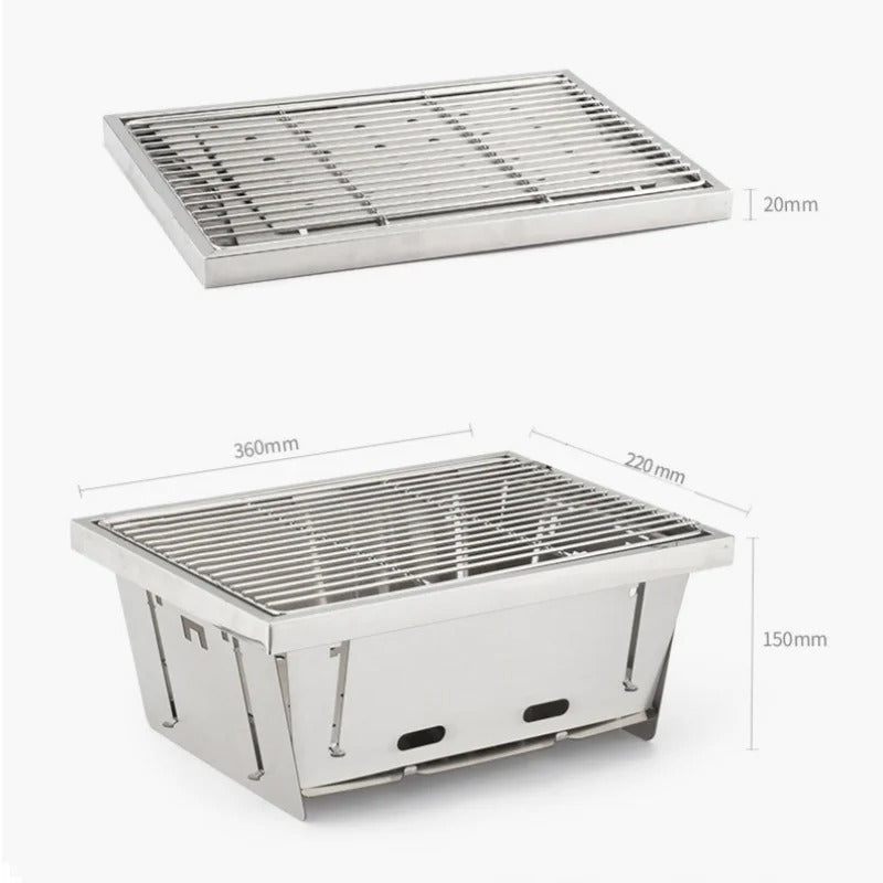 Bærbar grill i rustfrit stål