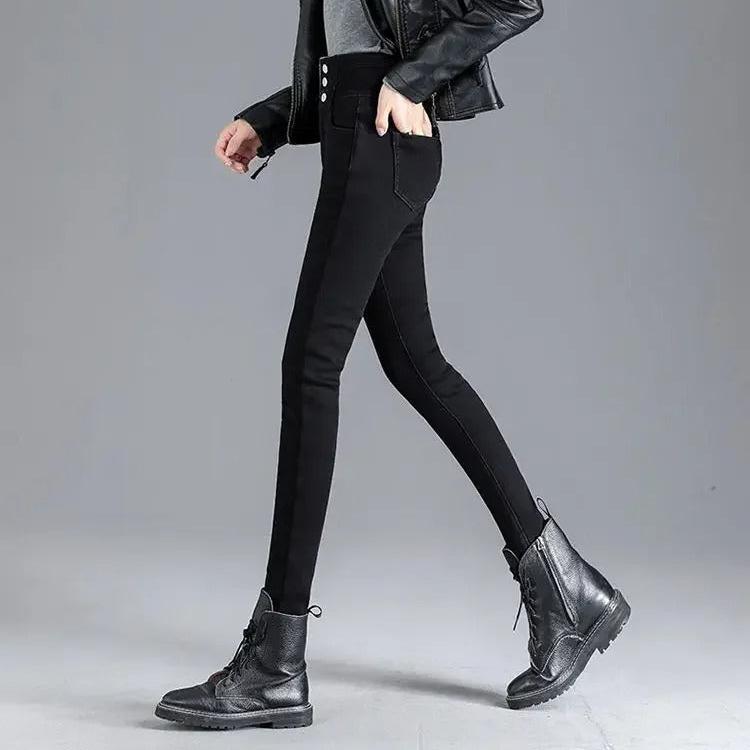 Termiske skinny jeans med høj talje