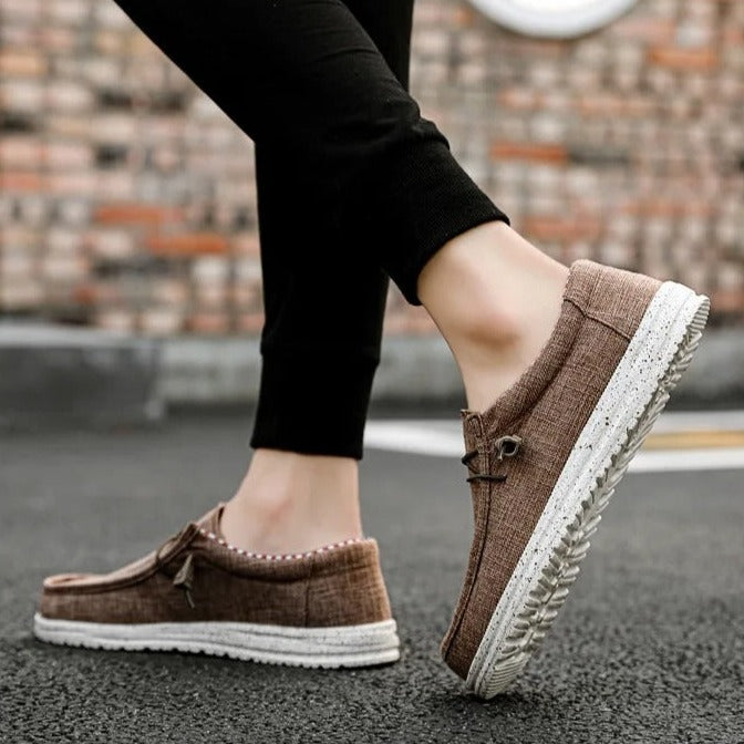 Slip-on-sko i lærred til mænd