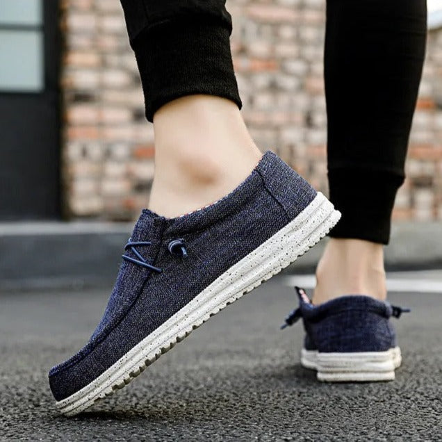 Slip-on-sko i lærred til mænd