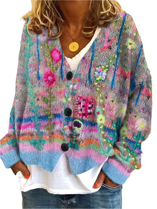 Variant image for Dame Cardigan Retro Uldflannel Tidløs Stil-1