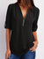 Kvinders Casual Bluse Halv Rits 100% Bomuld Rulleopærmer-6