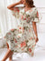 Kvinders A-linje Kjole V-hals Blomsterprint Polyester-5