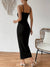 Kvinders Kjole Med Rynker Og Spleter Polyester Elegant-3