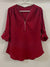 Kvinders Casual Bluse Halv Rits 100% Bomuld Rulleopærmer-3