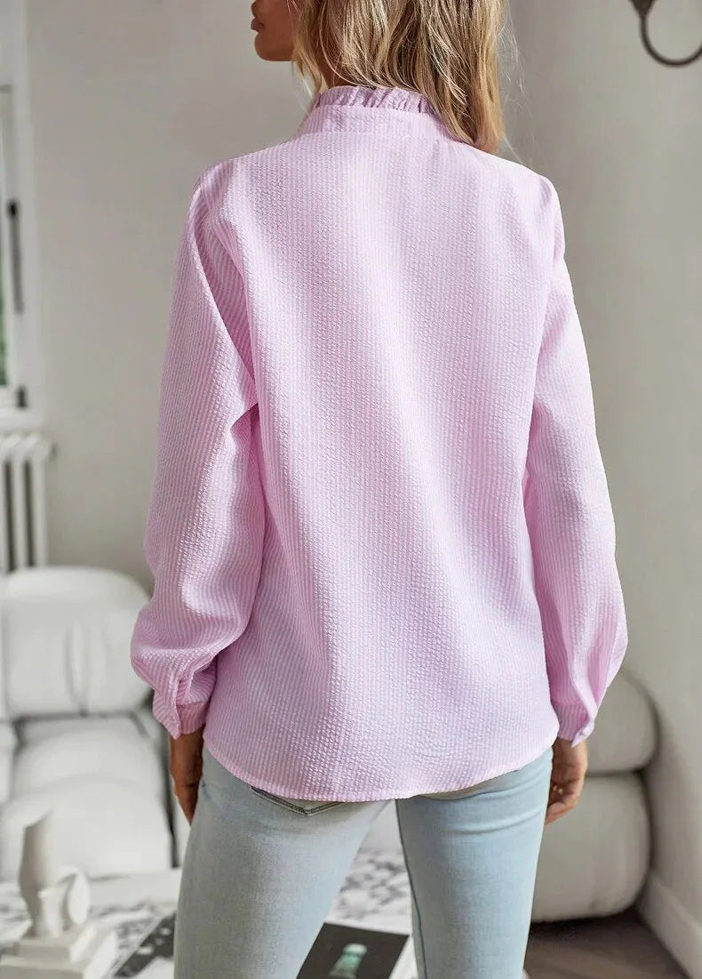 Kvinders Elegant Bluse Lange Ærmer 100% Bomuld-3