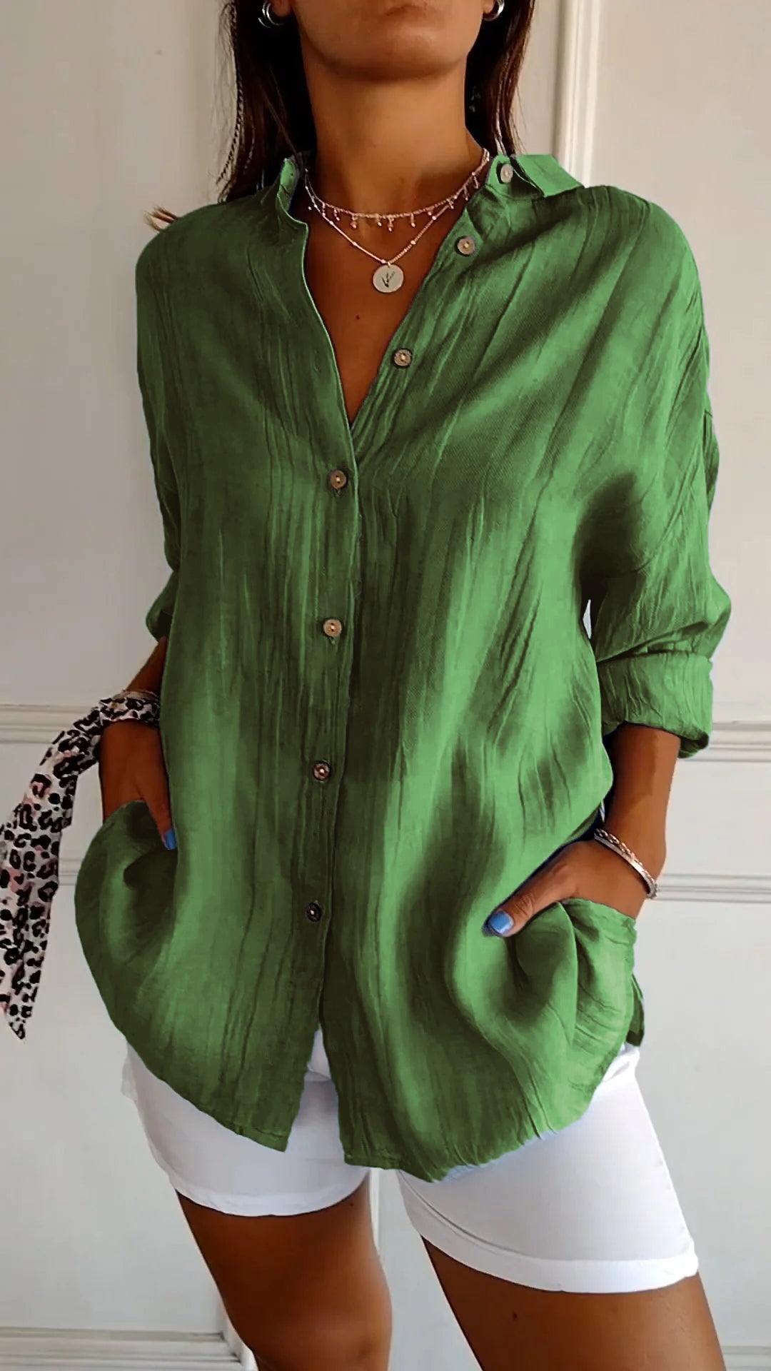 Variant image for Dame Skjortebluse Elegant Plisseret Design Bæredygtige Materialer-57