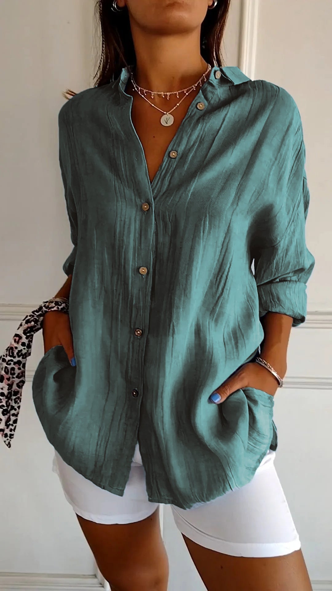 Variant image for Dame Skjortebluse Elegant Plisseret Design Bæredygtige Materialer-41